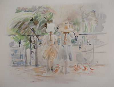 Berthe MORISOT : Deux fillettes au Jardin des Tuileries, Lithographie originale (vue générale) - Crédit photo : Galerie Art.Paris