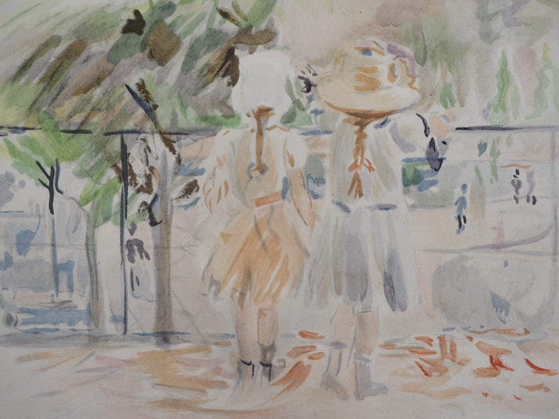 Berthe MORISOT : Deux fillettes au Jardin des Tuileries, Lithographie originale (photo de détail 4) - Crédit photo : Galerie Art.Paris