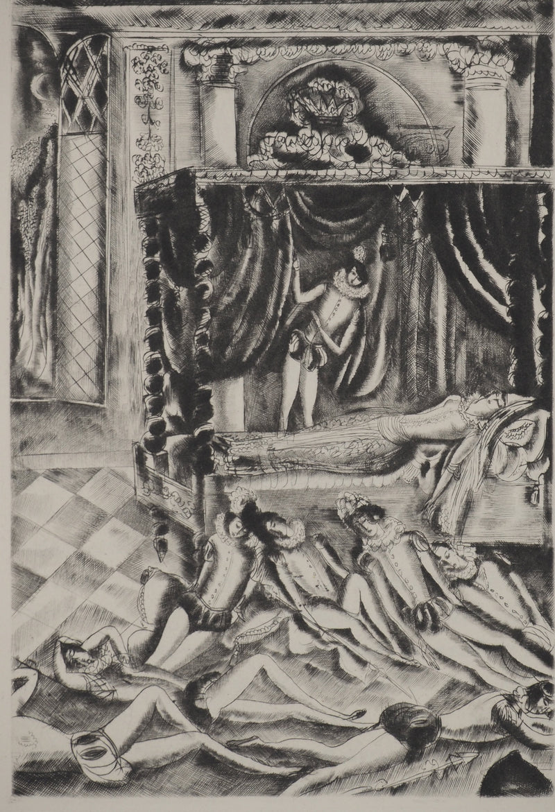 Hermine DAVID : Les contes : La Belle Dormant, Gravure originale (vue générale) - Crédit photo : Galerie Art.Paris