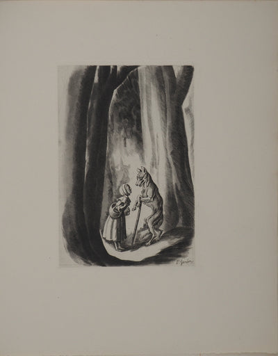 Pierre GANDON : Le petit chaperon rouge et le loup, Gravure originale (photo de détail 3) - Crédit photo : Galerie Art.Paris