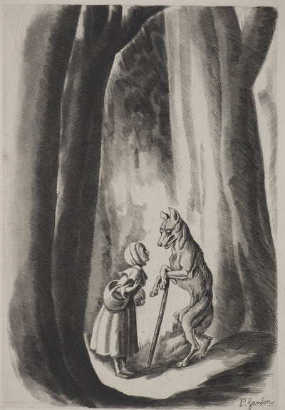 Pierre GANDON : Le petit chaperon rouge et le loup, Gravure originale (vue générale) - Crédit photo : Galerie Art.Paris