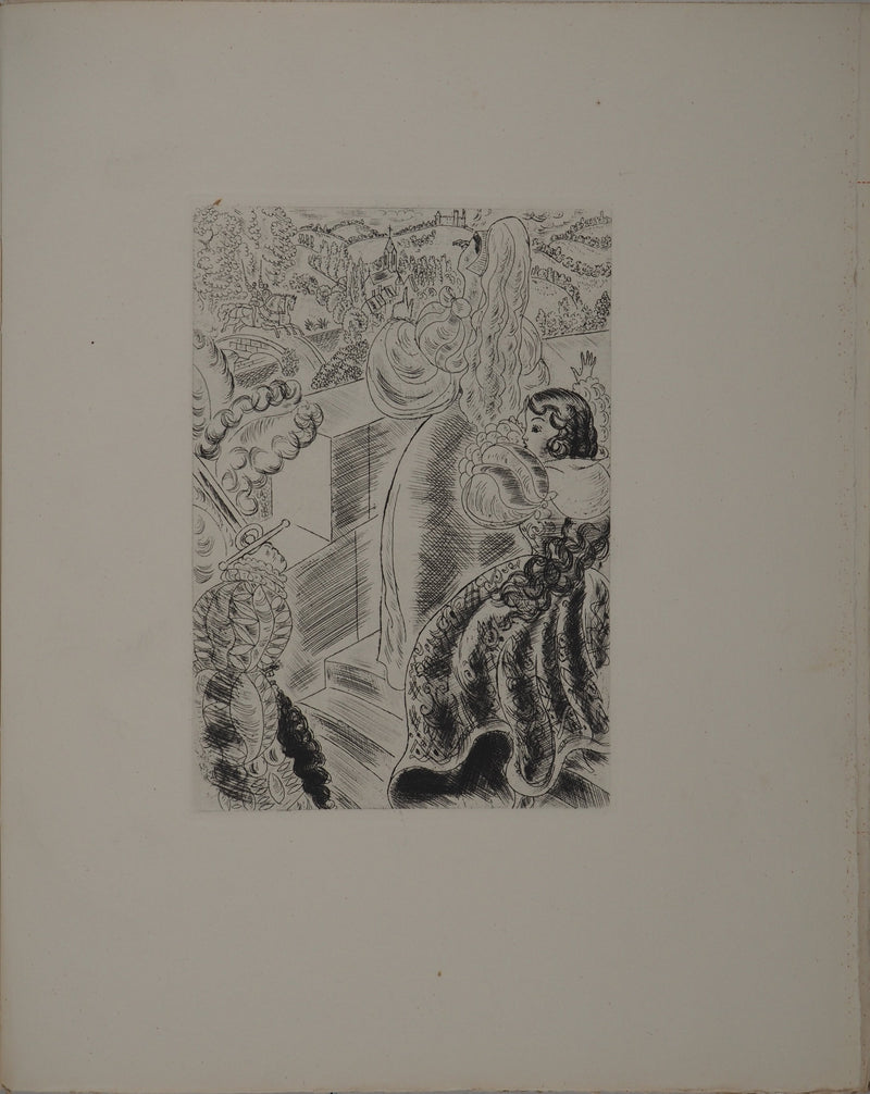CHAS LABORDE : Les contes : Au balcon, Gravure originale (photo de détail 2) - Crédit photo : Galerie Art.Paris