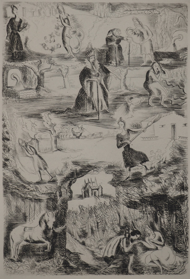 Jeanne ROSOY : Les contes : Monde Féerique, Gravure originale (vue générale) - Crédit photo : Galerie Art.Paris