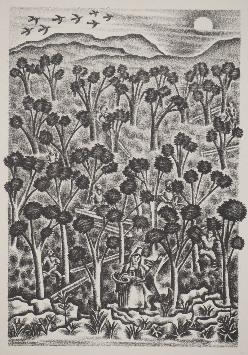 Louis TOUCHAGUES : Les contes : Le petit chaperon rouge, Lithographie originale (vue générale) - Crédit photo : Galerie Art.Paris