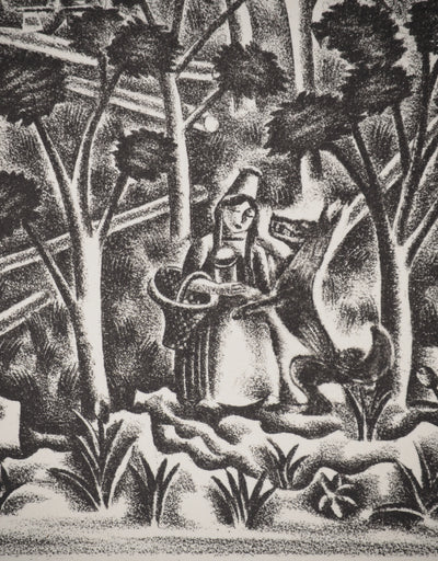 Louis TOUCHAGUES : Les contes : Le petit chaperon rouge, Lithographie originale (photo de détail 4) - Crédit photo : Galerie Art.Paris