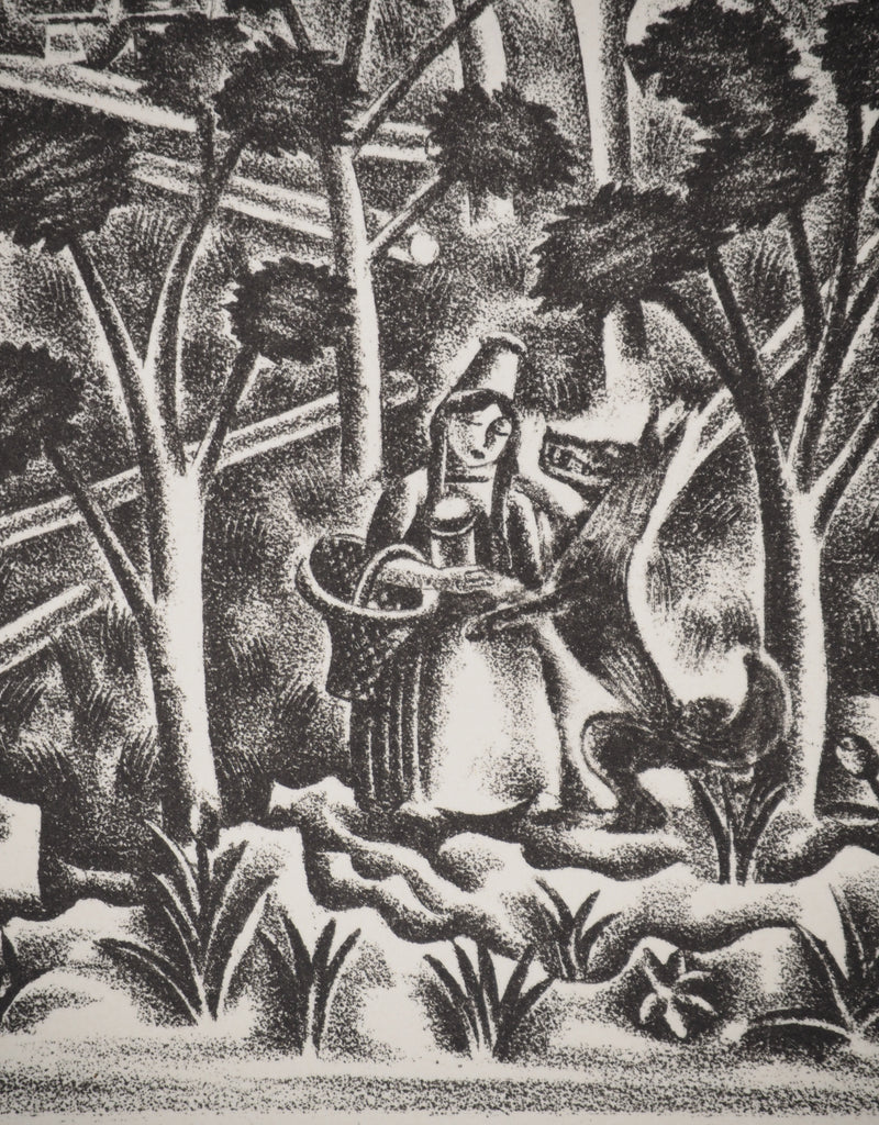 Louis TOUCHAGUES : Les contes : Le petit chaperon rouge, Lithographie originale (photo de détail 4) - Crédit photo : Galerie Art.Paris