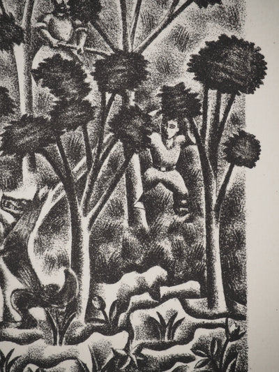 Louis TOUCHAGUES : Les contes : Le petit chaperon rouge, Lithographie originale (photo de détail 5) - Crédit photo : Galerie Art.Paris