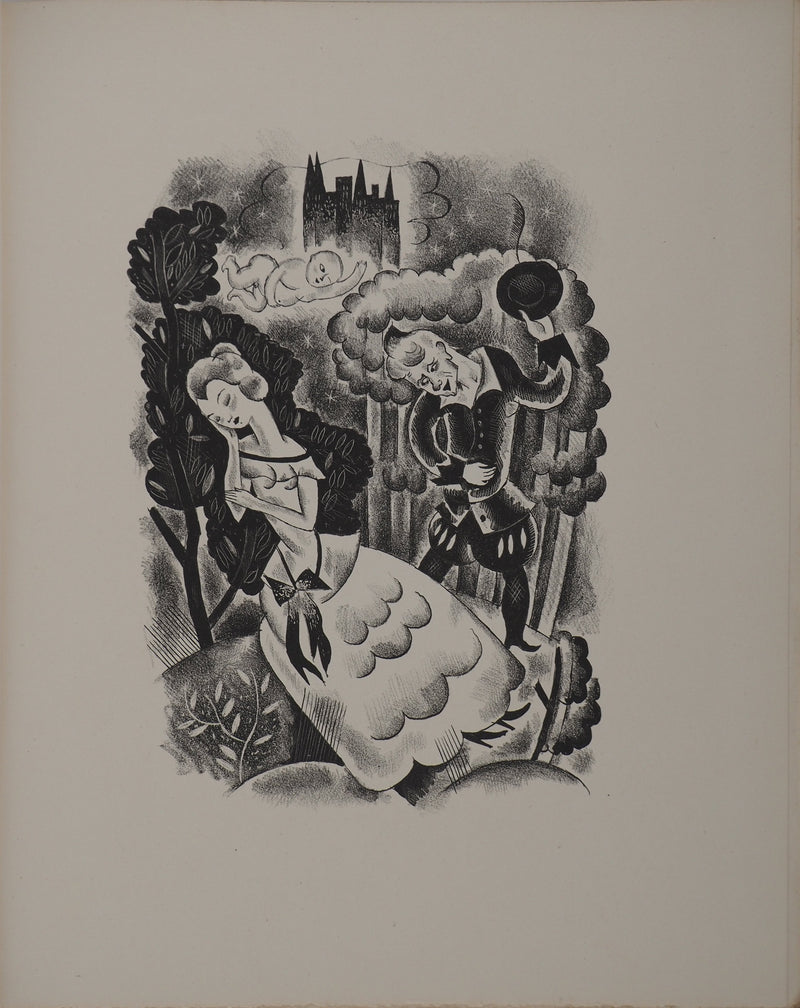Adrien EKMAN : Les contes : La belle et le courtisan,, Lithographie originale (photo de détail 2) - Crédit photo : Galerie Art.Paris