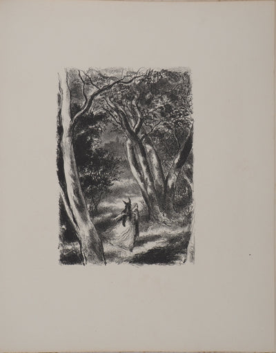 Berthold MAHN : Les contes : Peau d'Ane dans la forêt,, Lithographie originale (photo de détail 2) - Crédit photo : Galerie Art.Paris