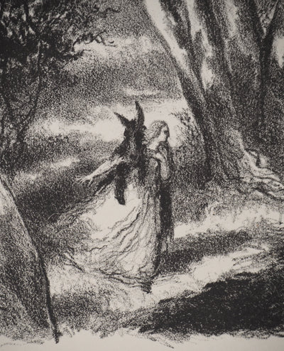 Berthold MAHN : Les contes : Peau d'Ane dans la forêt,, Lithographie originale (photo de détail 3) - Crédit photo : Galerie Art.Paris