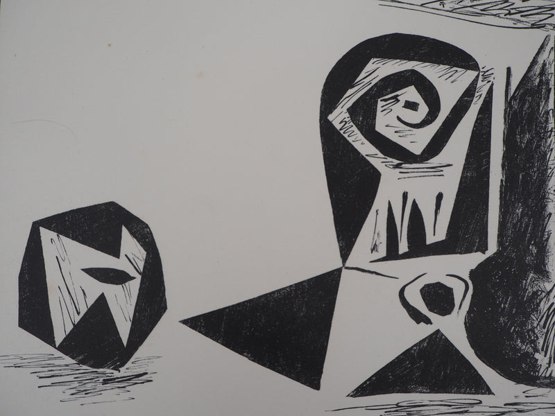 Pablo PICASSO : Hommage à Cézanne : Pomme et verre à pied, Lithographie originale (photo de détail 4) - Crédit photo : Galerie Art.Paris
