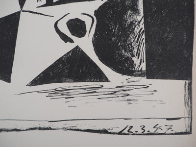 Pablo PICASSO : Hommage à Cézanne : Pomme et verre à pied, Lithographie originale (photo de détail 5) - Crédit photo : Galerie Art.Paris