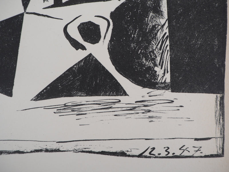 Pablo PICASSO : Hommage à Cézanne : Pomme et verre à pied, Lithographie originale (photo de détail 5) - Crédit photo : Galerie Art.Paris