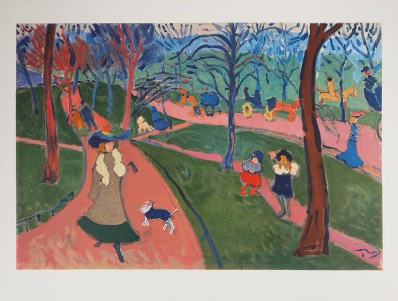 André DERAIN : Londres, Hyde Park, Lithographie originale (vue générale) - Crédit photo : Galerie Art.Paris