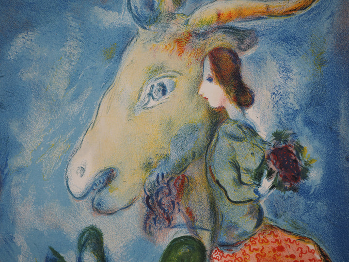 Marc Chagall 版画 動物と人物 Marc CHAGALL: Musical Goat and Woman with Bouquet (Spring