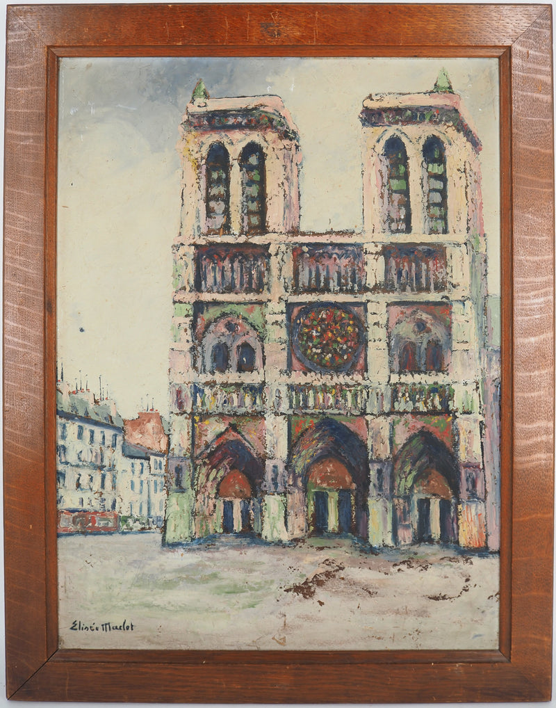 Elisée MACLET : Paris, la Cathédrale Notre Dame, Huile sur panneau signée