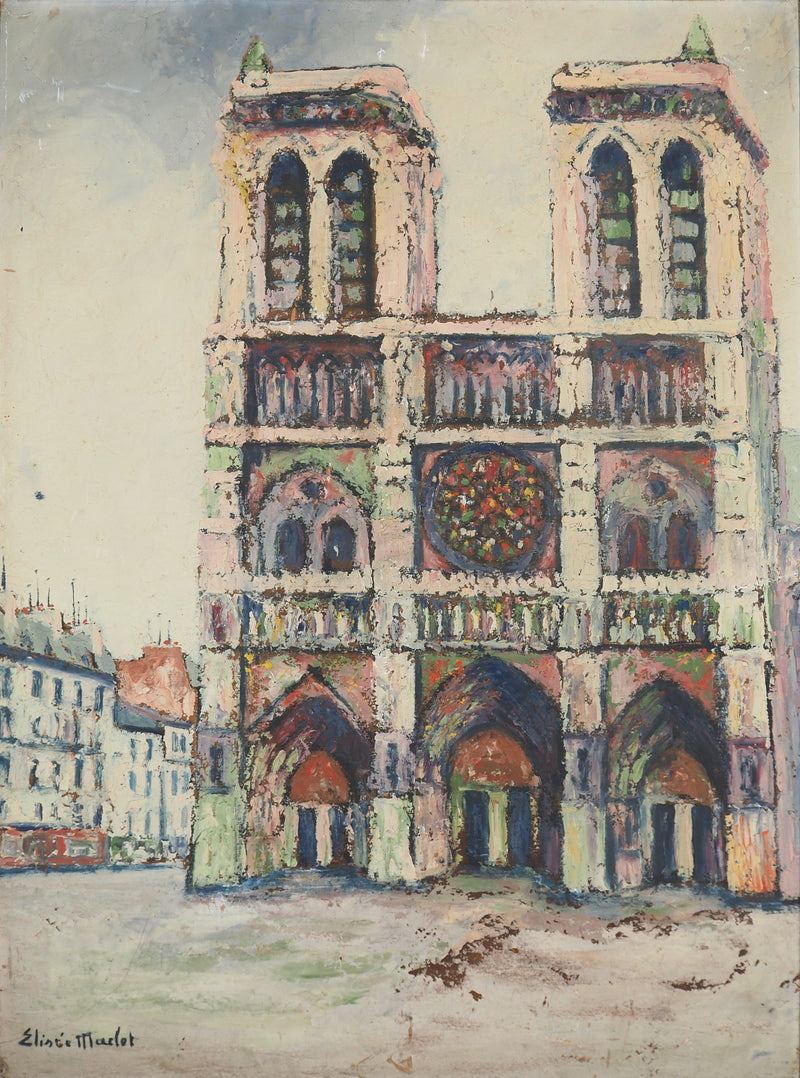 Elisée MACLET : Paris, la Cathédrale Notre Dame, Huile sur panneau signée