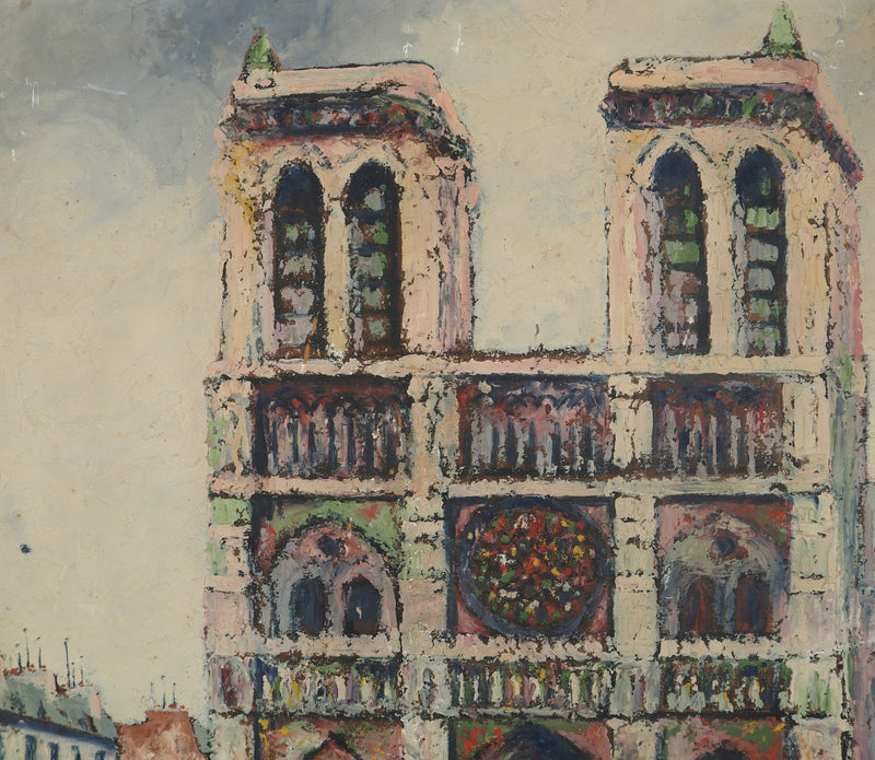 Elisée MACLET : Paris, la Cathédrale Notre Dame, Huile sur panneau signée