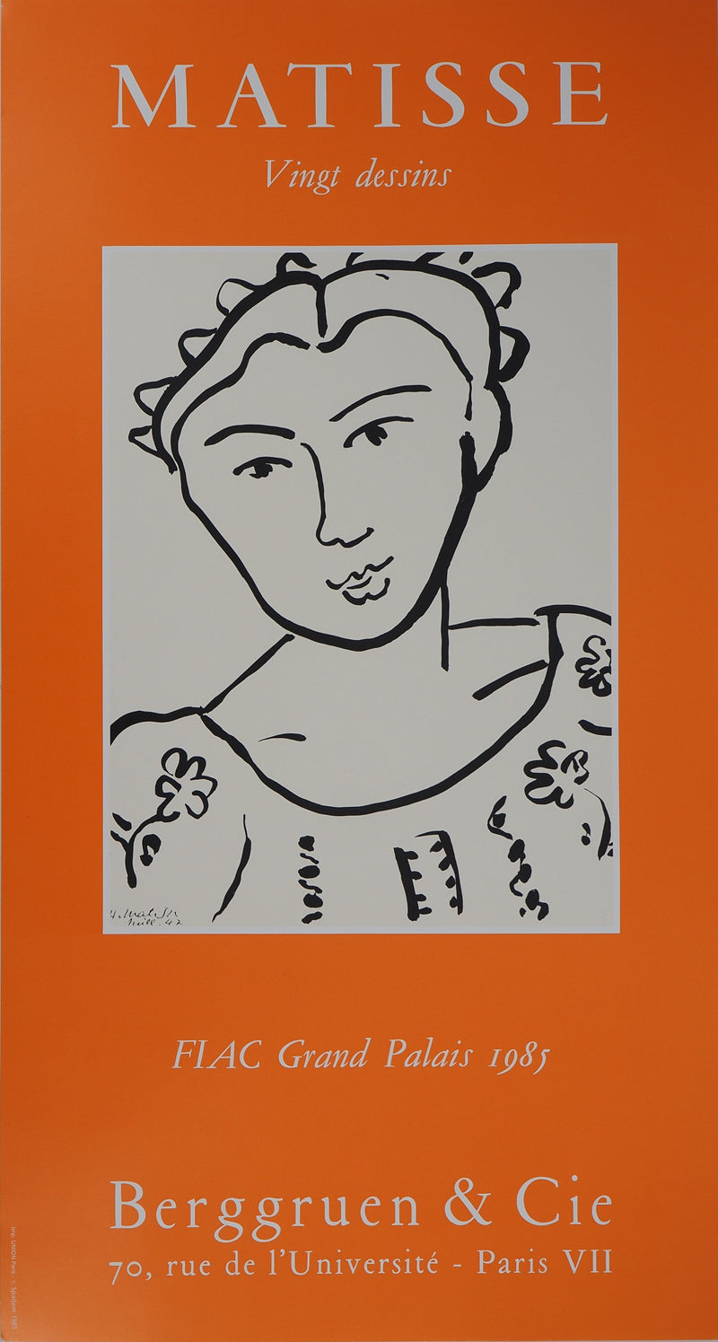 Henri MATISSE : Jeune femme à la blouse fleurie, Affiche originale (vue générale) - Crédit photo : Galerie Art.Paris