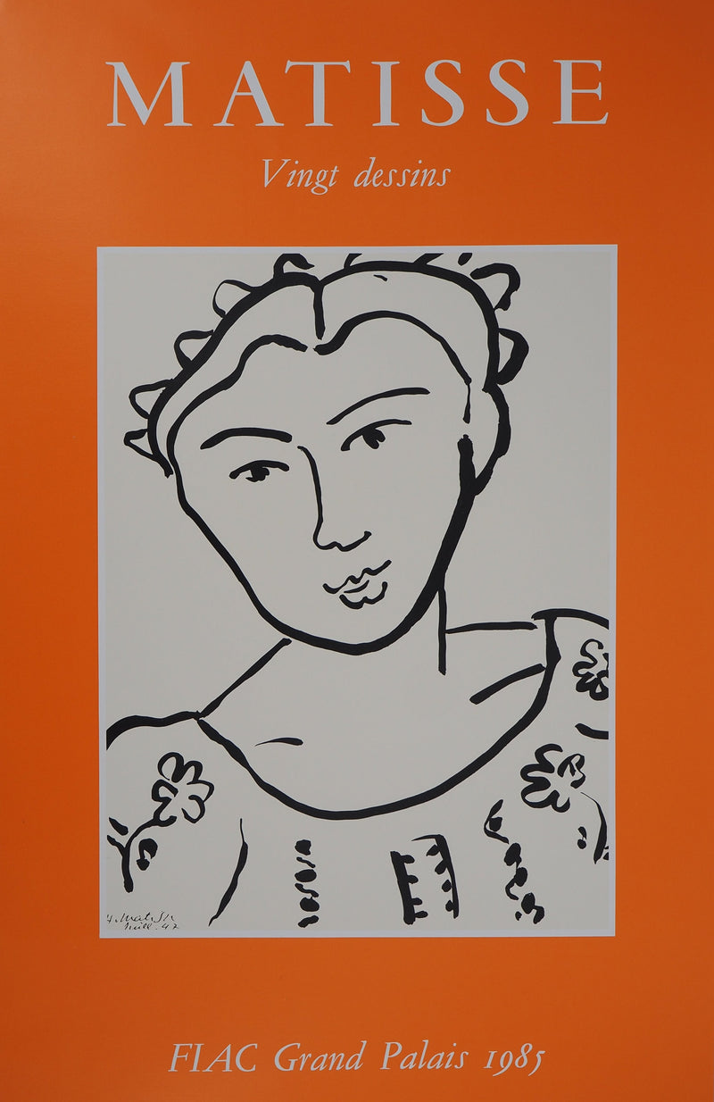 Henri MATISSE : Jeune femme à la blouse fleurie, Affiche originale (photo de détail 3) - Crédit photo : Galerie Art.Paris