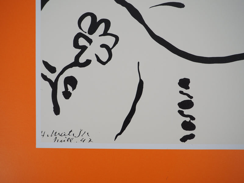 Henri MATISSE : Jeune femme à la blouse fleurie, Affiche originale (photo de détail 2) - Crédit photo : Galerie Art.Paris