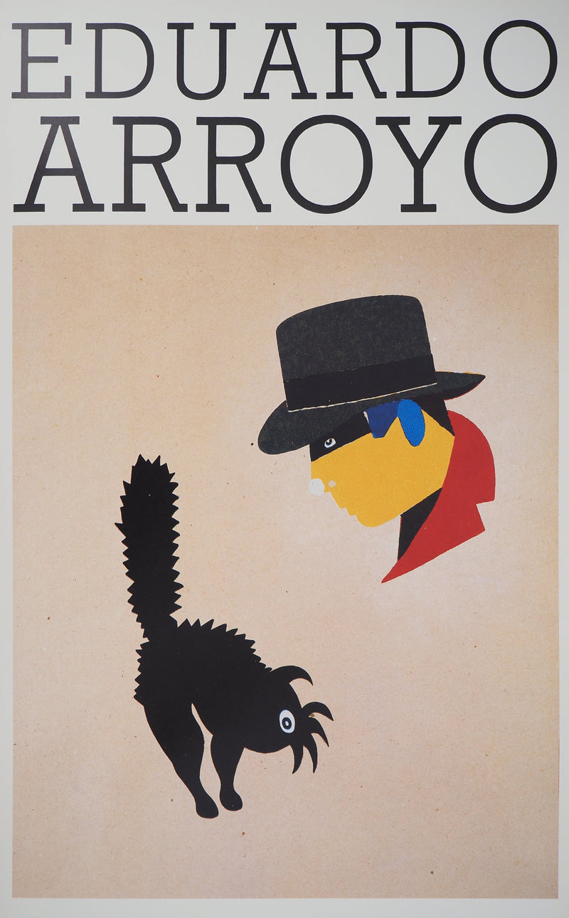 Eduardo ARROYO : Homme au chapeau et écureuil, Affiche originale (photo de détail 2) - Crédit photo : Galerie Art.Paris