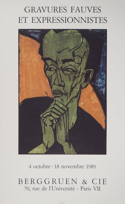 Erich HECKEL : Expressionisme, Portrait d'Homme, Affiche originale (vue générale) - Crédit photo : Galerie Art.Paris