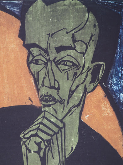 Erich HECKEL : Expressionisme, Portrait d'Homme, Affiche originale (photo de détail 4) - Crédit photo : Galerie Art.Paris