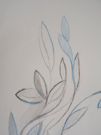 Marie LAURENCIN : Composition végétale, Dessin original signé