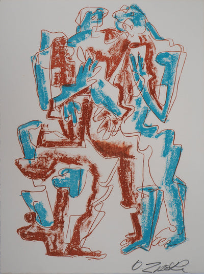 Ossip ZADKINE : Le couple sculptural, Lithographie originale (vue générale) - Crédit photo : Galerie Art.Paris