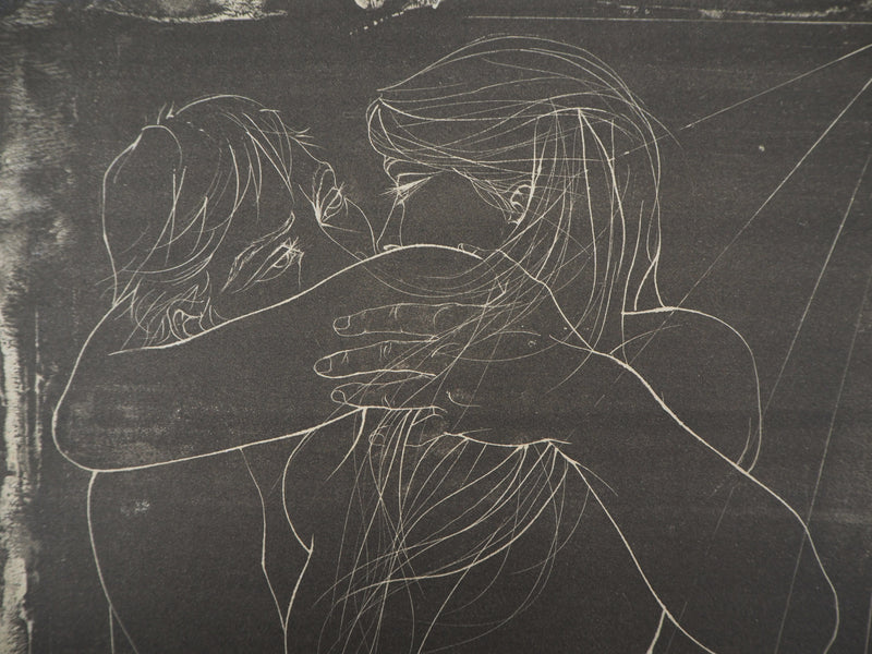 Pierre-Yves TREMOIS : Couple enlacé, Lithographie originale (photo de détail 5) - Crédit photo : Galerie Art.Paris