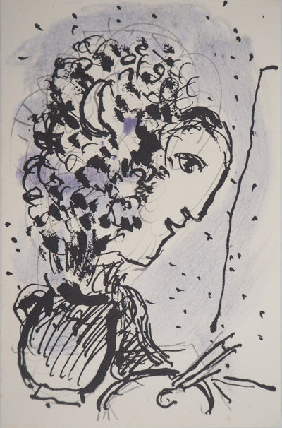 Marc CHAGALL : Artiste face au chevalet, Lithographie originale (vue générale) - Crédit photo : Galerie Art.Paris