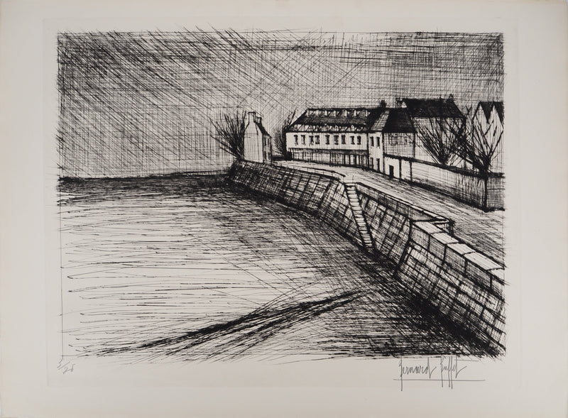 Bernard BUFFET : Le quai, Gravure originale (vue générale) - Crédit photo : Galerie Art.Paris