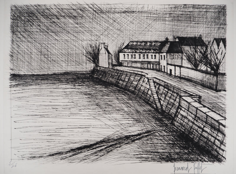 Bernard BUFFET : Le quai, Gravure originale (photo de détail 3) - Crédit photo : Galerie Art.Paris