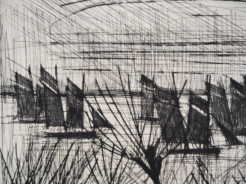 Bernard BUFFET : Départ pour la pêche, Gravure originale (photo de détail 6) - Crédit photo : Galerie Art.Paris