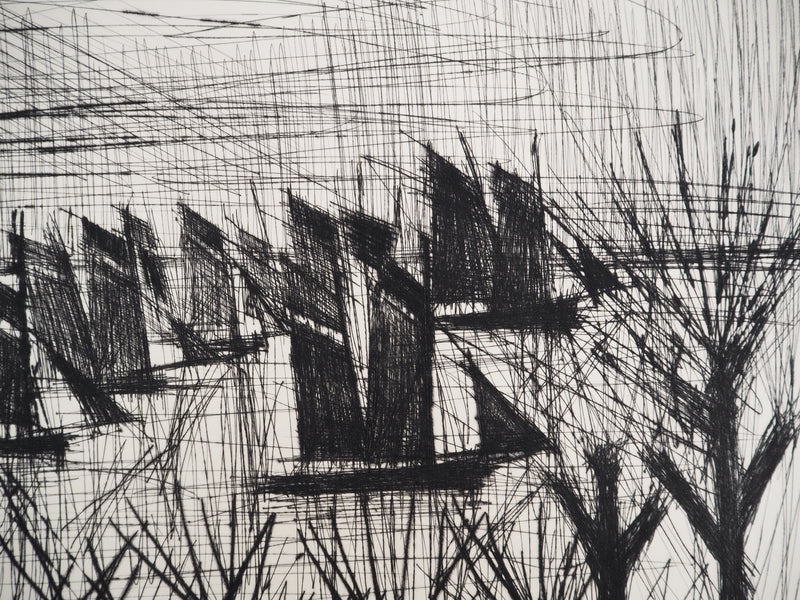 Bernard BUFFET : Départ pour la pêche, Gravure originale (photo de détail 7) - Crédit photo : Galerie Art.Paris
