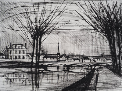 Bernard BUFFET : Canal à Soissons, Gravure originale (photo de détail 4) - Crédit photo : Galerie Art.Paris
