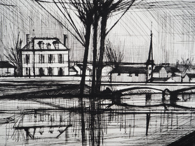 Bernard BUFFET : Canal à Soissons, Gravure originale (photo de détail 5) - Crédit photo : Galerie Art.Paris