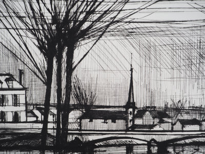 Bernard BUFFET : Canal à Soissons, Gravure originale (photo de détail 6) - Crédit photo : Galerie Art.Paris