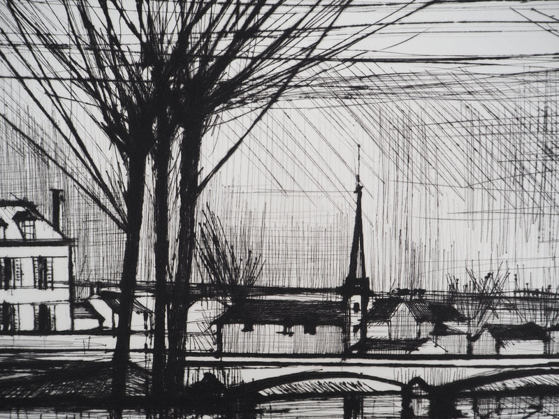 Bernard BUFFET : Canal à Soissons, Gravure originale (photo de détail 6) - Crédit photo : Galerie Art.Paris