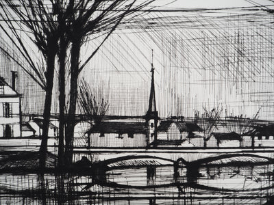 Bernard BUFFET : Canal à Soissons, Gravure originale (photo de détail 7) - Crédit photo : Galerie Art.Paris
