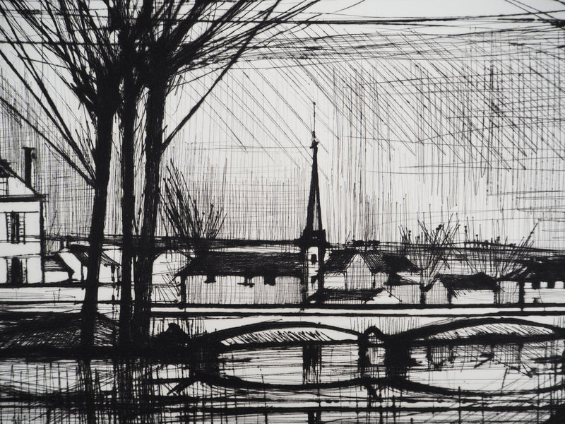 Bernard BUFFET : Canal à Soissons, Gravure originale (photo de détail 7) - Crédit photo : Galerie Art.Paris