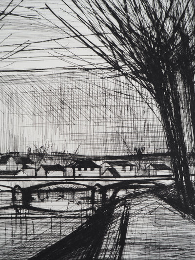 Bernard BUFFET : Canal à Soissons, Gravure originale (photo de détail 8) - Crédit photo : Galerie Art.Paris