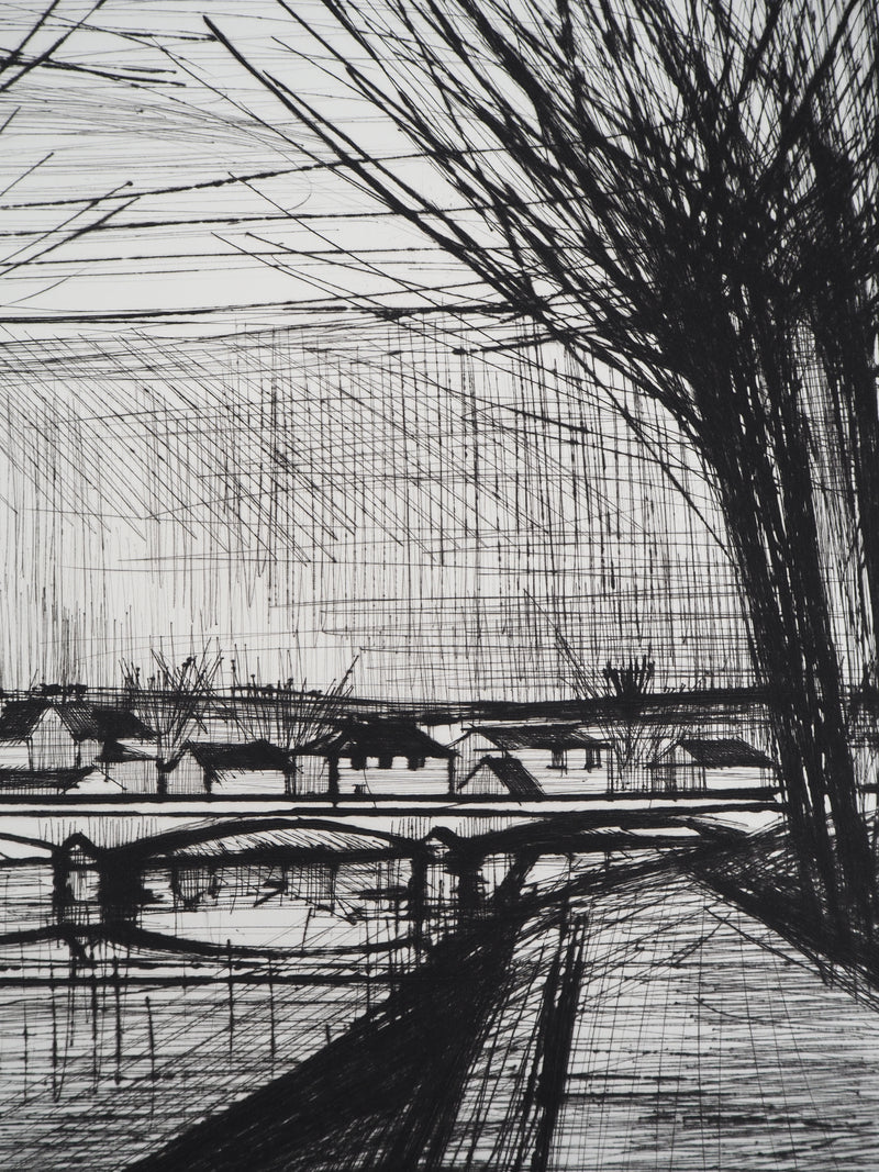Bernard BUFFET : Canal à Soissons, Gravure originale (photo de détail 8) - Crédit photo : Galerie Art.Paris