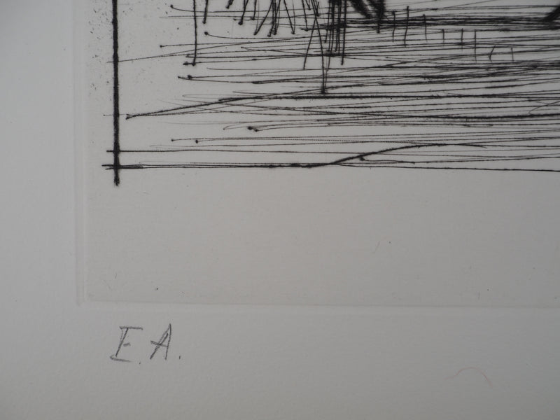 Bernard BUFFET : Canal à Soissons, Gravure originale (photo de détail 9) - Crédit photo : Galerie Art.Paris