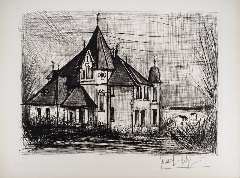 Bernard BUFFET : Château de la Vallée, Gravure originale (vue générale) - Crédit photo : Galerie Art.Paris