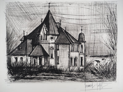 Bernard BUFFET : Château de la Vallée, Gravure originale (photo de détail 3) - Crédit photo : Galerie Art.Paris