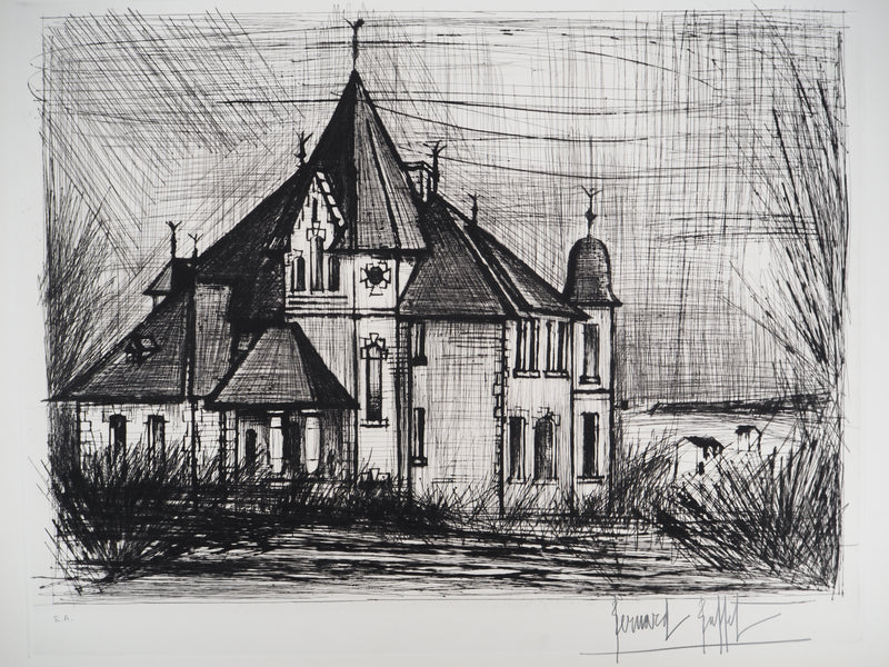 Bernard BUFFET : Château de la Vallée, Gravure originale (photo de détail 3) - Crédit photo : Galerie Art.Paris