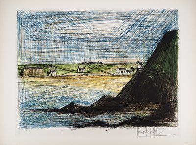 Bernard BUFFET : Bretagne, Environs d'Erquy, Gravure originale (vue générale) - Crédit photo : Galerie Art.Paris