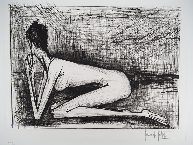 Bernard BUFFET : Nu accroupi, Gravure originale (photo de détail 3) - Crédit photo : Galerie Art.Paris